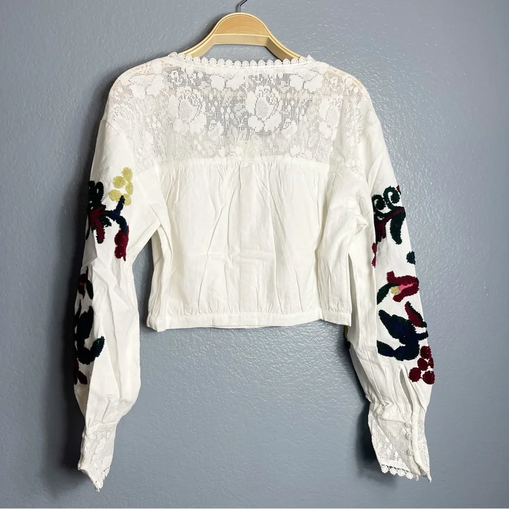 NWT Free People Meadows Embroidered Cropped Top Size M - Picture 5 of 6